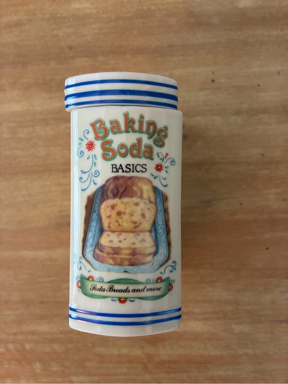 Rare 1995 Lenox White Baking Soda Canister with Blue Accents